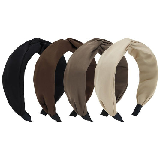 Ondder 4 Pack Knotted & Fancy Headbands for Women's Hair - Top Knot, Wide Twist, Non Slip & Cute for Girls
