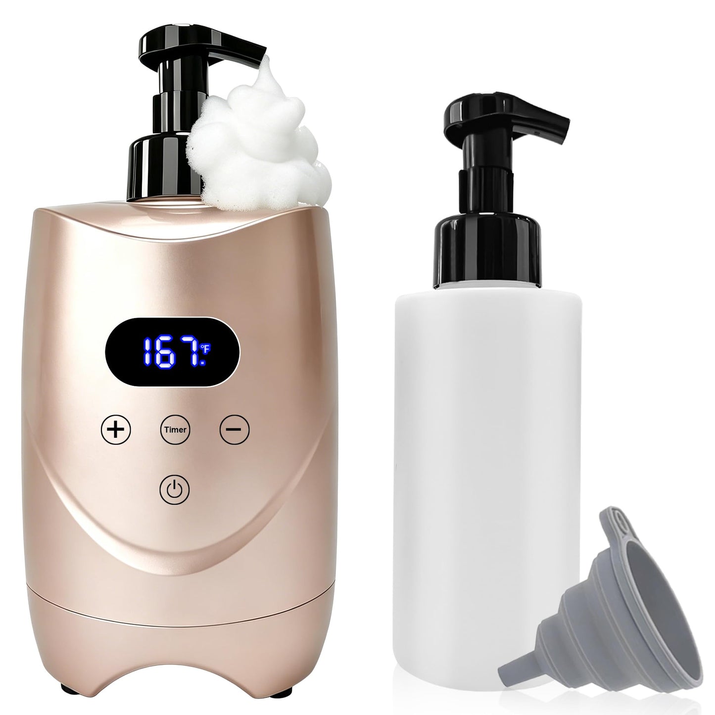 BACTIBLAST Champagne Colour Hot Lather Machine Barber – Professional Hot Shave Lather Machine for Men’s Facial Shaving | Shaving Cream Heater & Foam Machine, 500ml Bottles ×2,Hot Foam Machine Barber