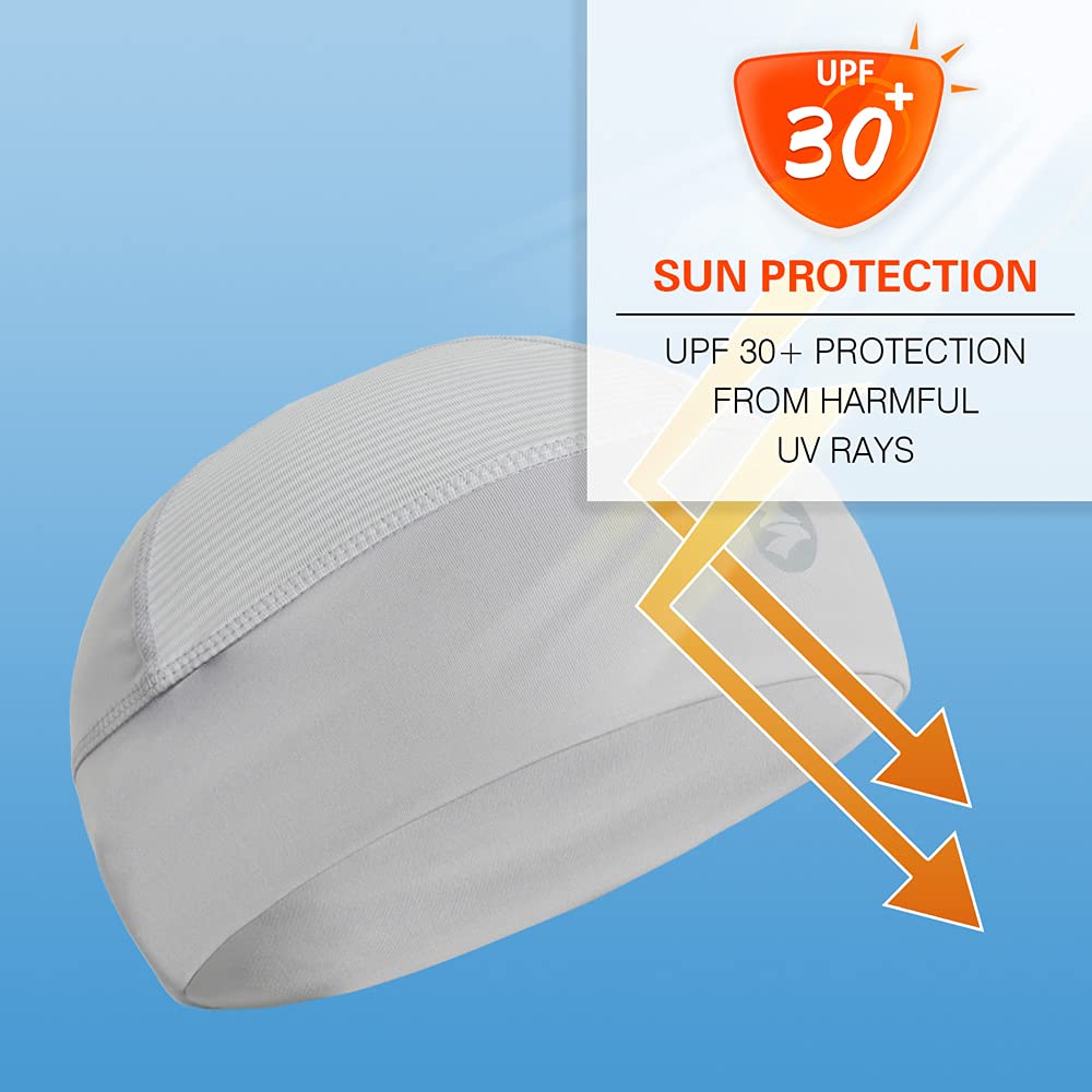 Low-Profile Cooling Helmet/Hard hat Liner, Stretch Working Cap, Summer Sweat Wicking Skull Cap, Running Beanie Sun Protection (Light Grey, 1)