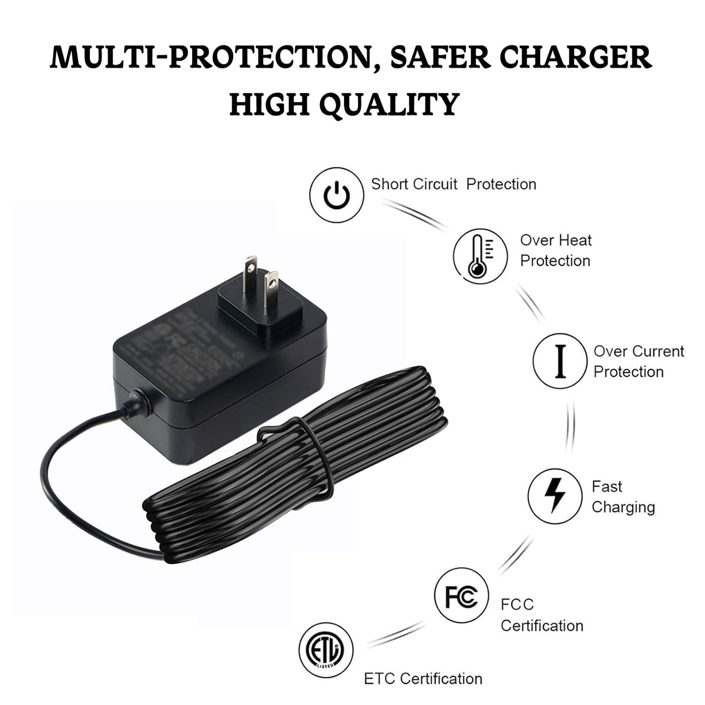 VOQIGTE 5V Charger for JRL Clipper FF 2020C FF 2020T-G 2020C-B 2020T-B 2020C-G 2020C-S KA0601A-0501000CNS FreshFade Onyx Cordless Hair Trimmer 2-Prong Power Supply 5Volt AC/DC Wall Adapter