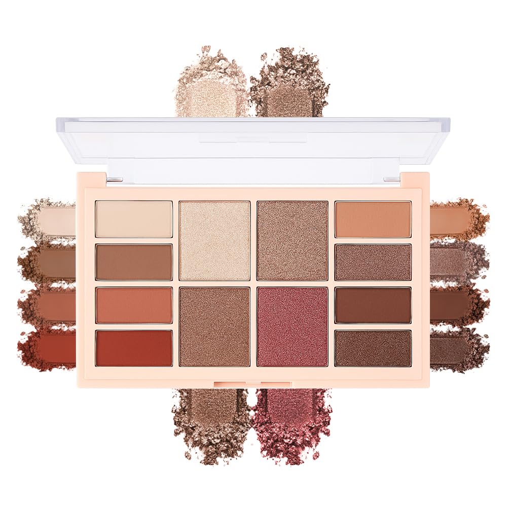 Warm Neutral Nude Eyeshadow Palette - Matte & Shimmer, High Pigment | Mini Everyday Makeup for All Eye Colors