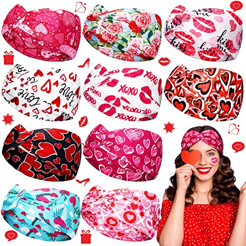 Giegxin Heart Headbands - 10 Pcs Valentine's Day Hair Accessories