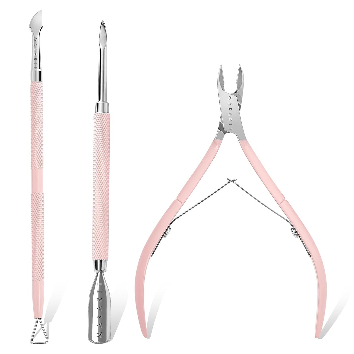 Cuticle Trimmer Set - Stainless Steel Nail Care Kit with Pusher | 3-Piece Manicure & Pedicure Tools
