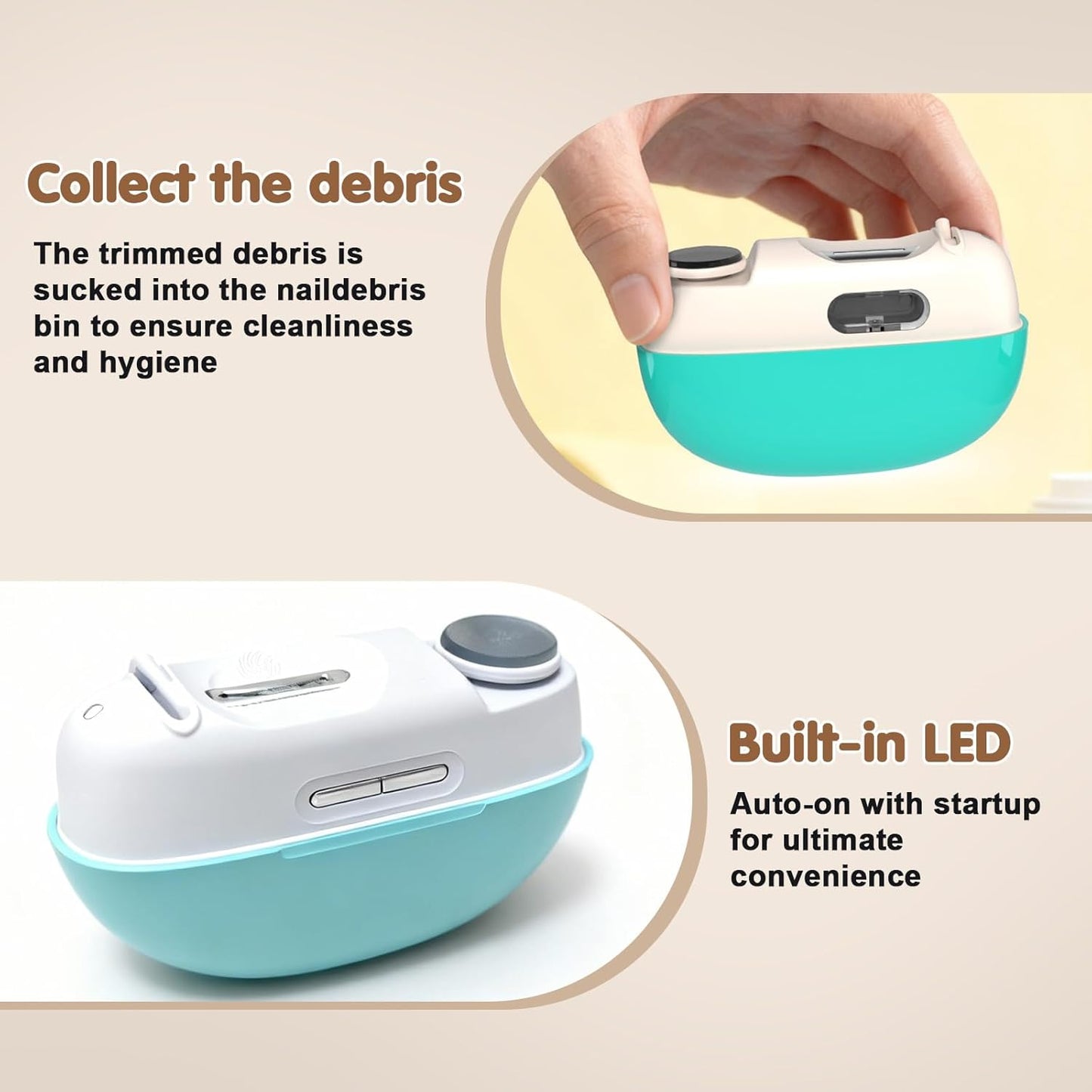 Electric Nail Clipper - Adjustable Blade for Thick & Thin Nails | Automatic Trimmer for Seniors, Adults & Babies (White)