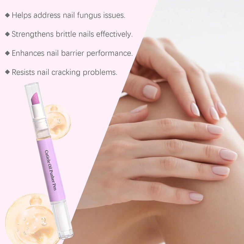 Cuticle Oil Pusher Pen - 2-in-1 Ceramic Nail Care Tool for Dry & Damaged Nails | Moisturizes & Strengthens (2 Pcs)