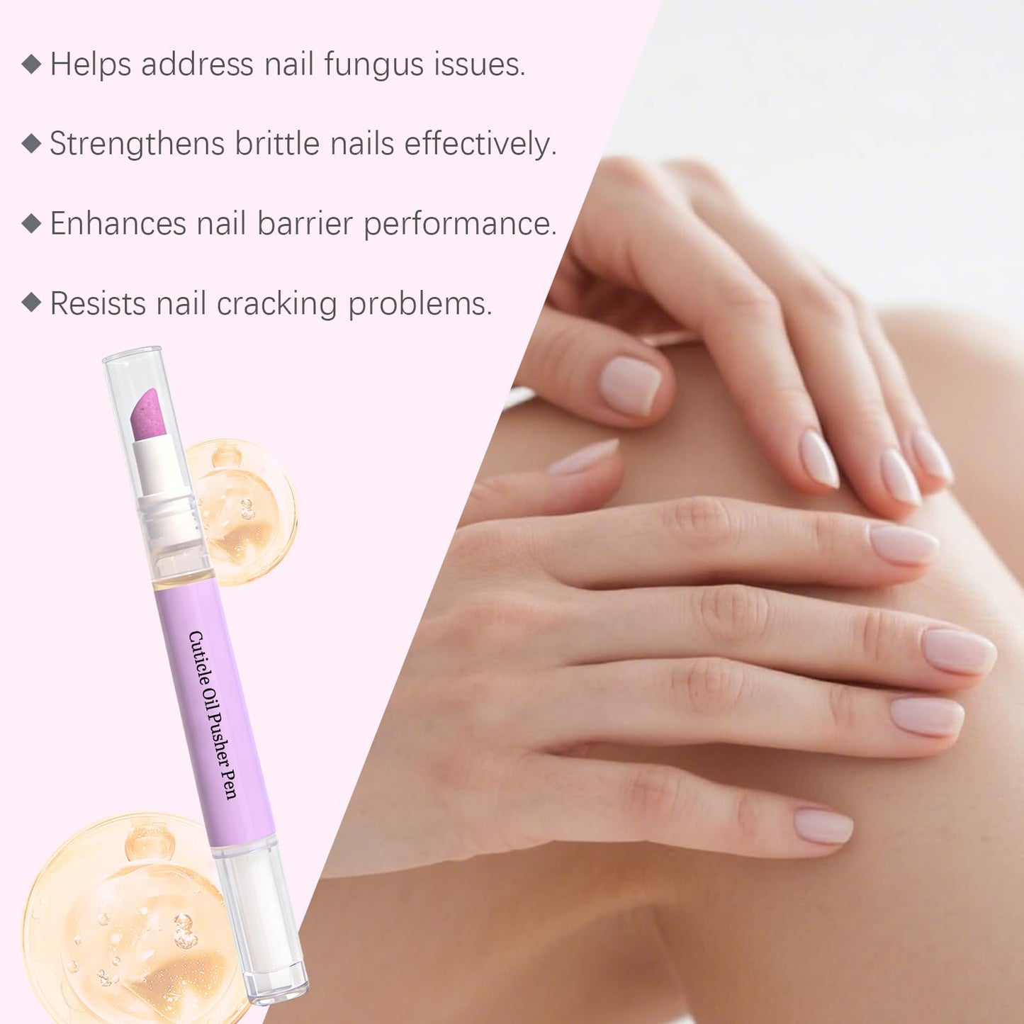 2-in-1 Cuticle Oil Pusher Pen,Ceramic Cuticle Oil Cuticle Pusher Nail Oil Pen for Dry & Damaged Nails,Nail Care Tool For Repair & Nourish Nails,Moisturize Strengthen Brighten (2 pcs)