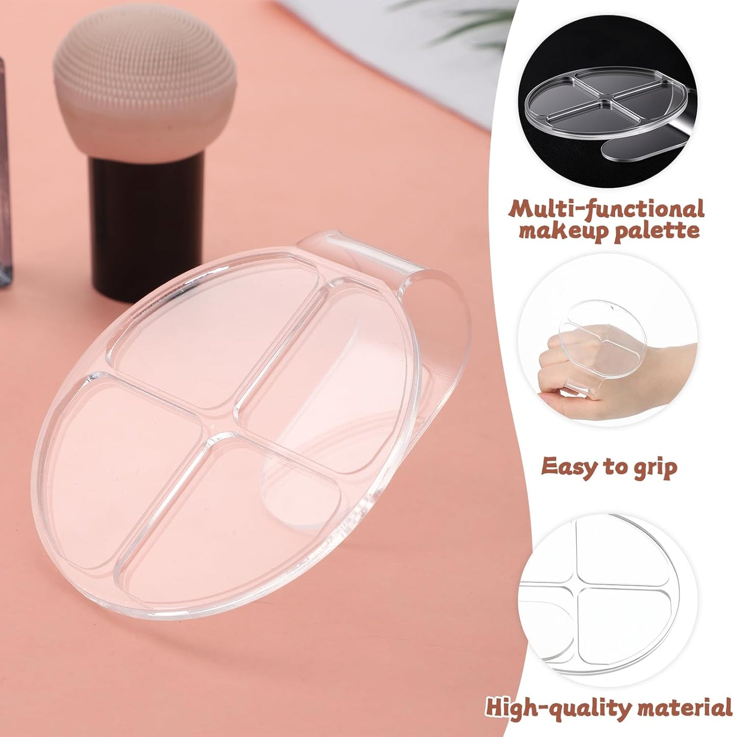 Makeup Mixing Palette Set - Handheld Acrylic Cosmetic Tray for Foundation & Nail Art | Clear Mixing Palettes