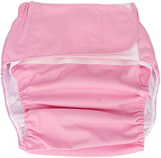 Dioche Soft Adult Swim Cloth Diaper Cover, Reusable Elderly Incontinence Nappies Underwear with Maximum Absorbency for Men or Women, Waist: 19.7-49.9inch(Pink)