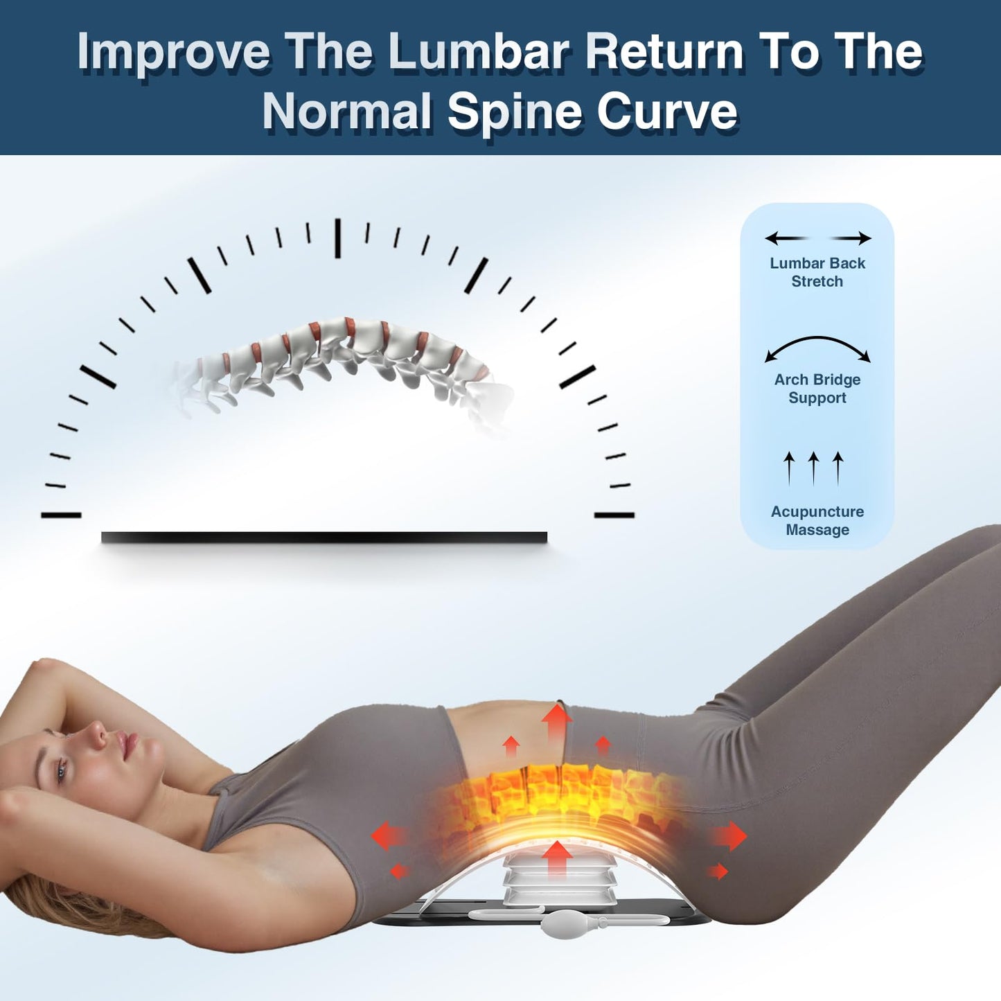 Back Stretcher for Lower Back Pain Relief,Adjustable Inversion Lumbar Traction Device,Lumbar Support Board for Spinal Decompression and Scoliosis,Sciatic Nerve Release Tool,Back Cracker Board