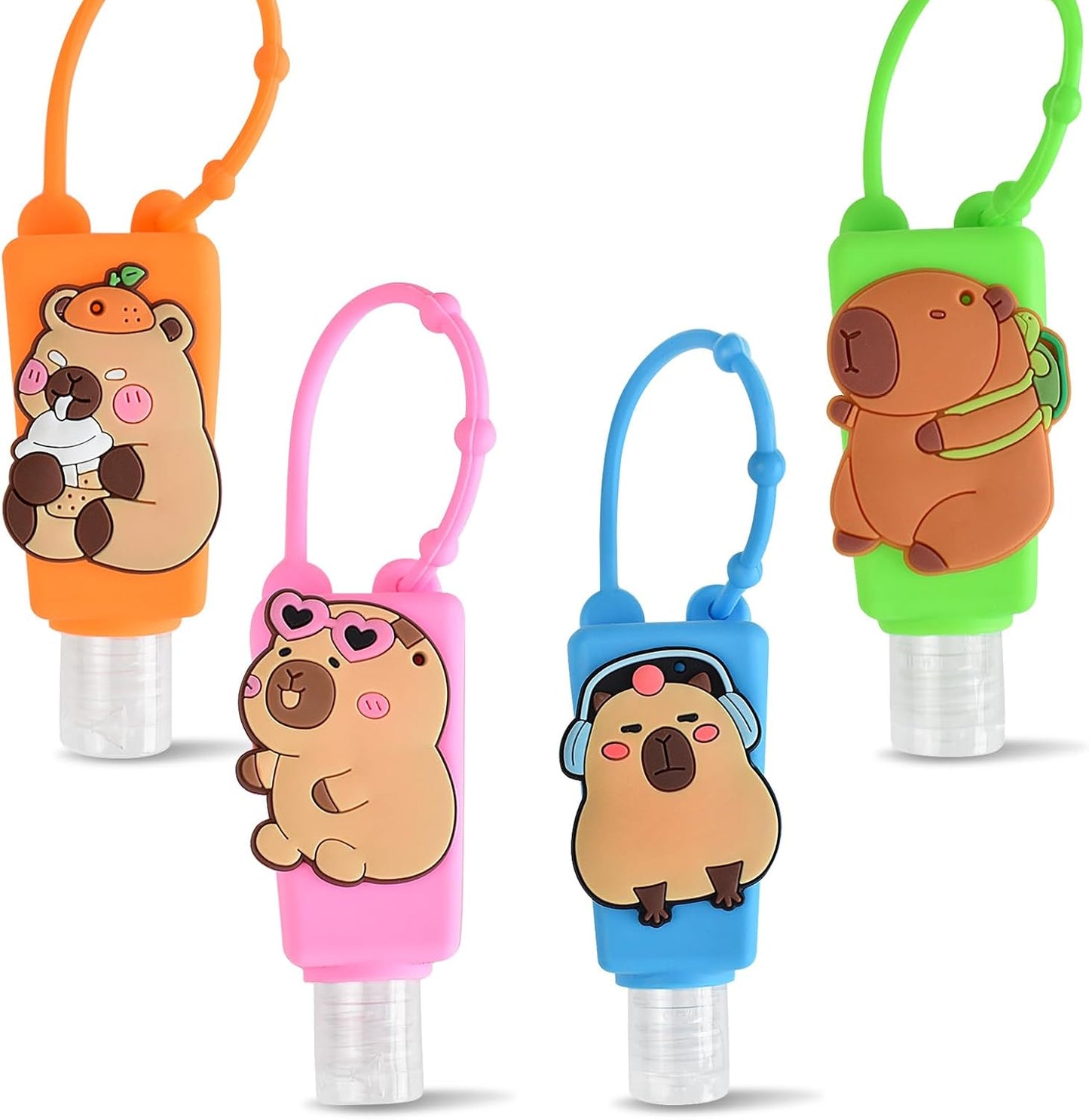 Refillable Travel Bottles - 4 Pack Silicone Clip-Flip Containers | Leak-Proof Hand Sanitizer & Liquid Soap Holders