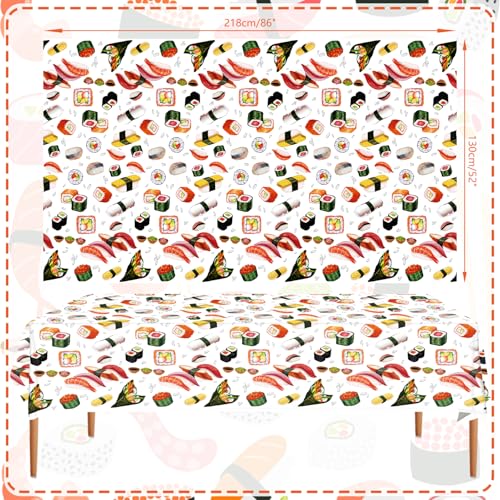 Sushi Party Table Covers - 4 Pack, 52 x 86 Inch Waterproof Decor