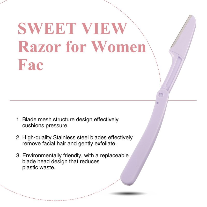 SWEET VIEW 48pcs Dermaplan Razor Kit for Women Face and Eyebrow with Brow Scissor, Facial Microblades Shaver Tool