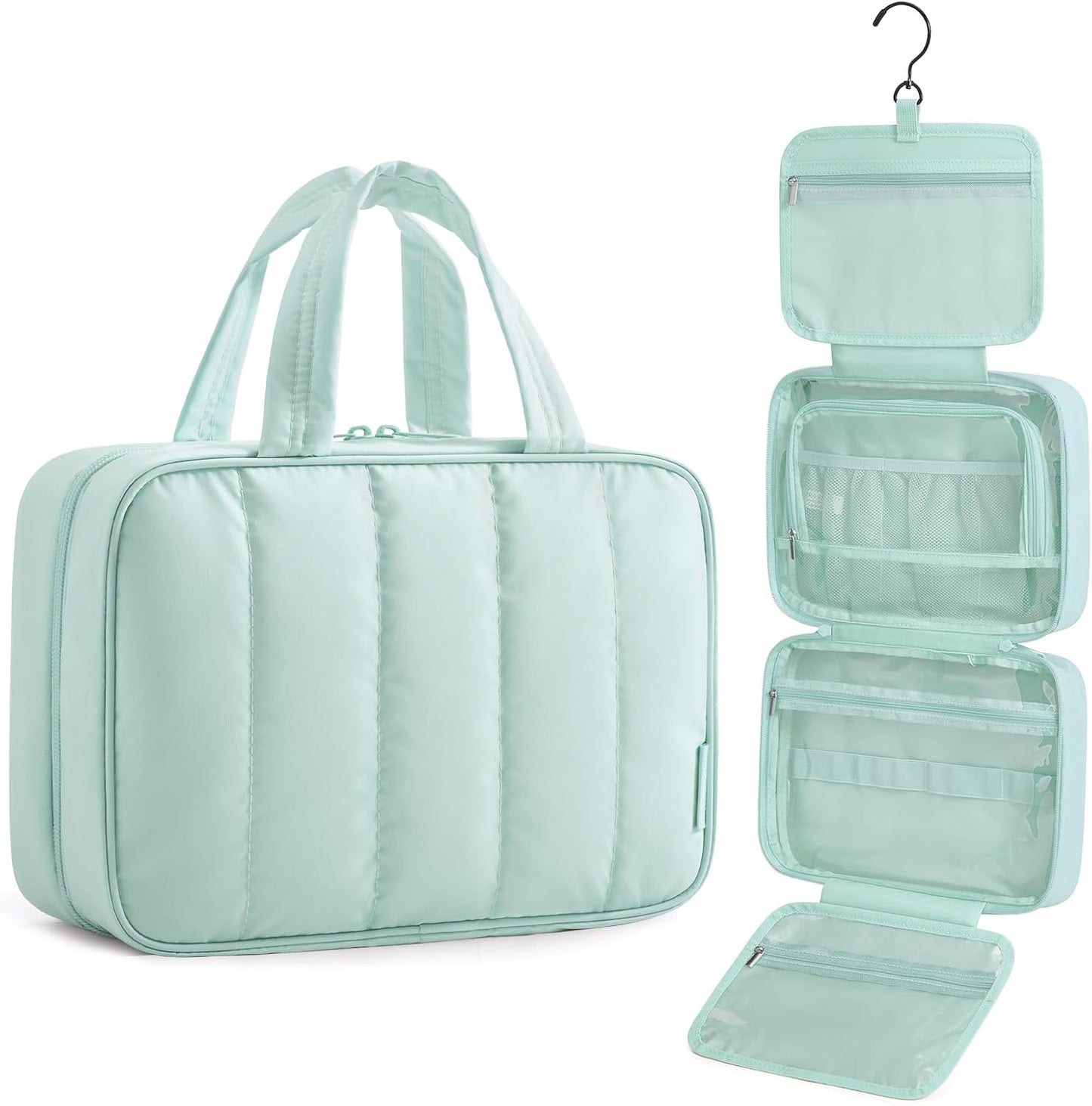 Travel Toiletry Bag for Women - Portable Hanging Makeup Organizer | Waterproof Cosmetic Bag in Pink