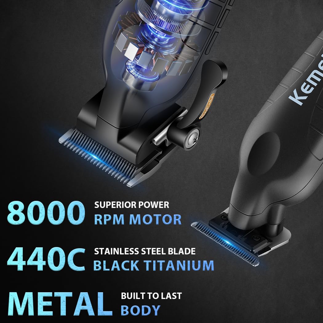 KEMEI 2293 2290D Cordless Hair Clippers for Men Professional,Hair Trimmer,Mens Barber Clippers and Trimmers Set,Electric Hair Cutting Kit,Clipper for Barbers,Rechargeable Haircut Tools,Black