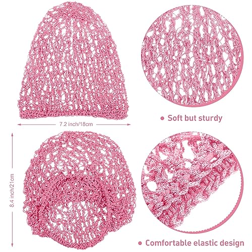 Geyoga 6 Pcs Pink & Blue Hair Nets Snoods for Women, Breathable & Stretchable