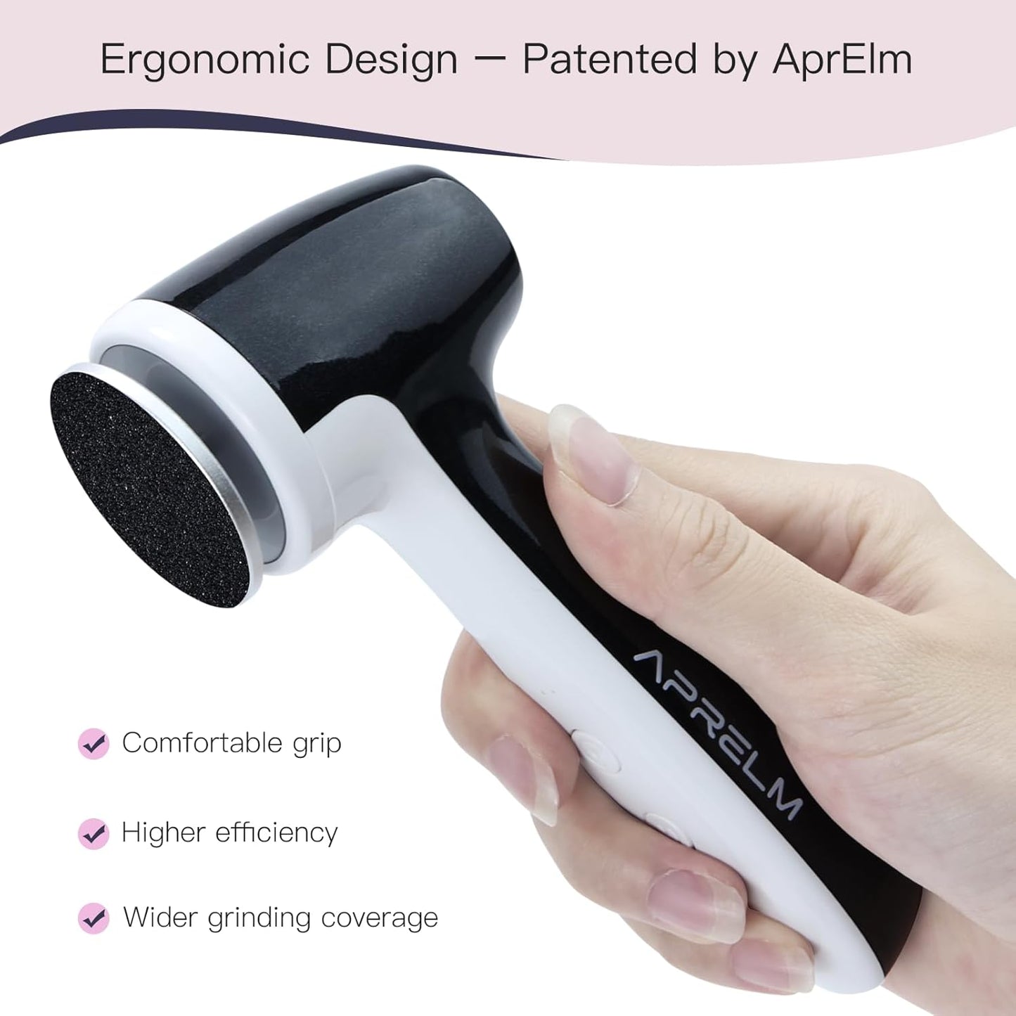 Rechargeable Electric Foot Callus Remover - 3-Speed Control, 120 Sandpaper Discs | Professional Foot File (E7 Black)