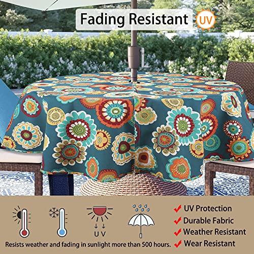 Magpie Fabrics 60" Round Waterproof Tablecloth with Umbrella Hole
