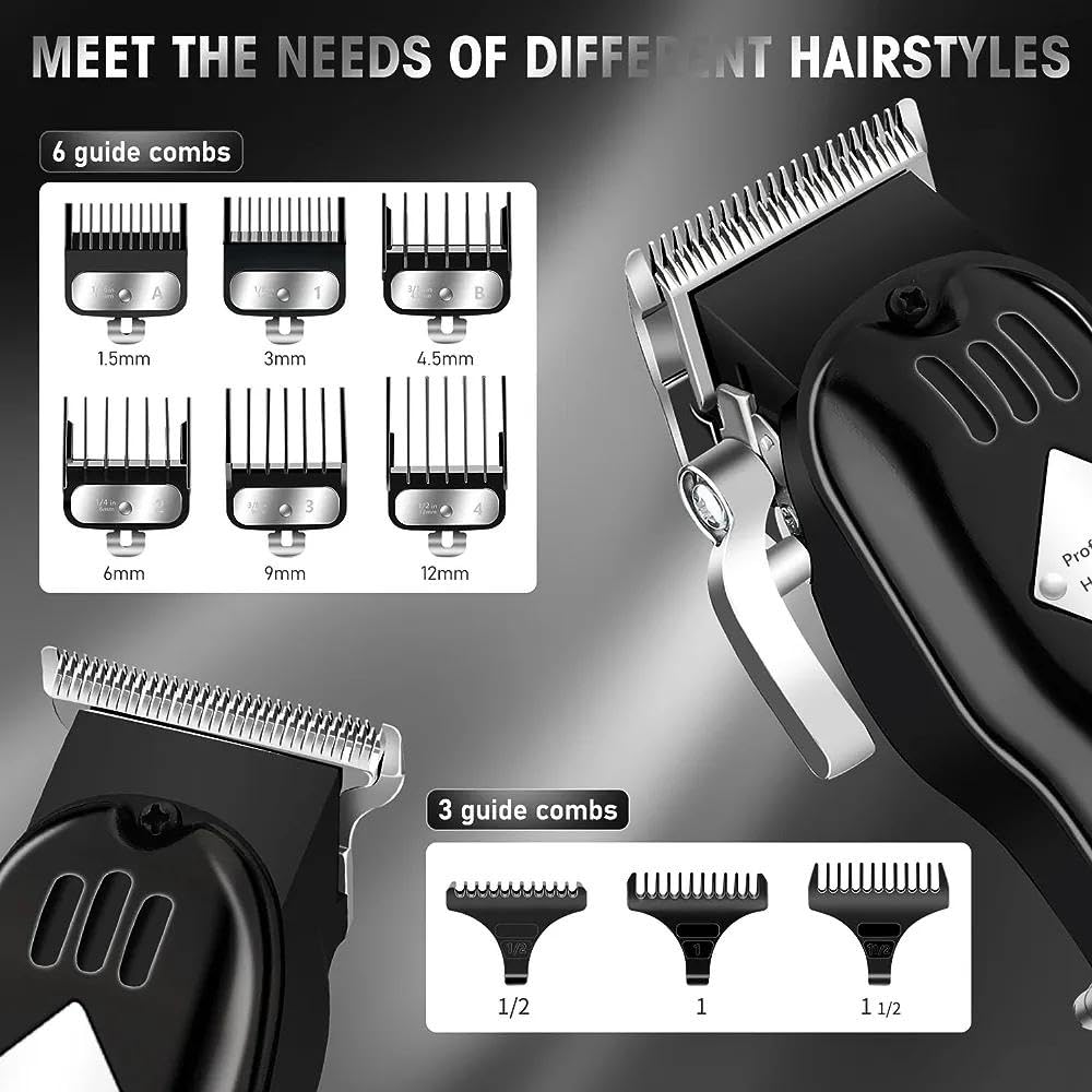 Roziapro Hair Clippers for Men Precise Close Cutting Beard Trimmer Rechargeable Barber Clippers Electric Nose Hair Trimmer Professional Hair Clippers Kit (Black)