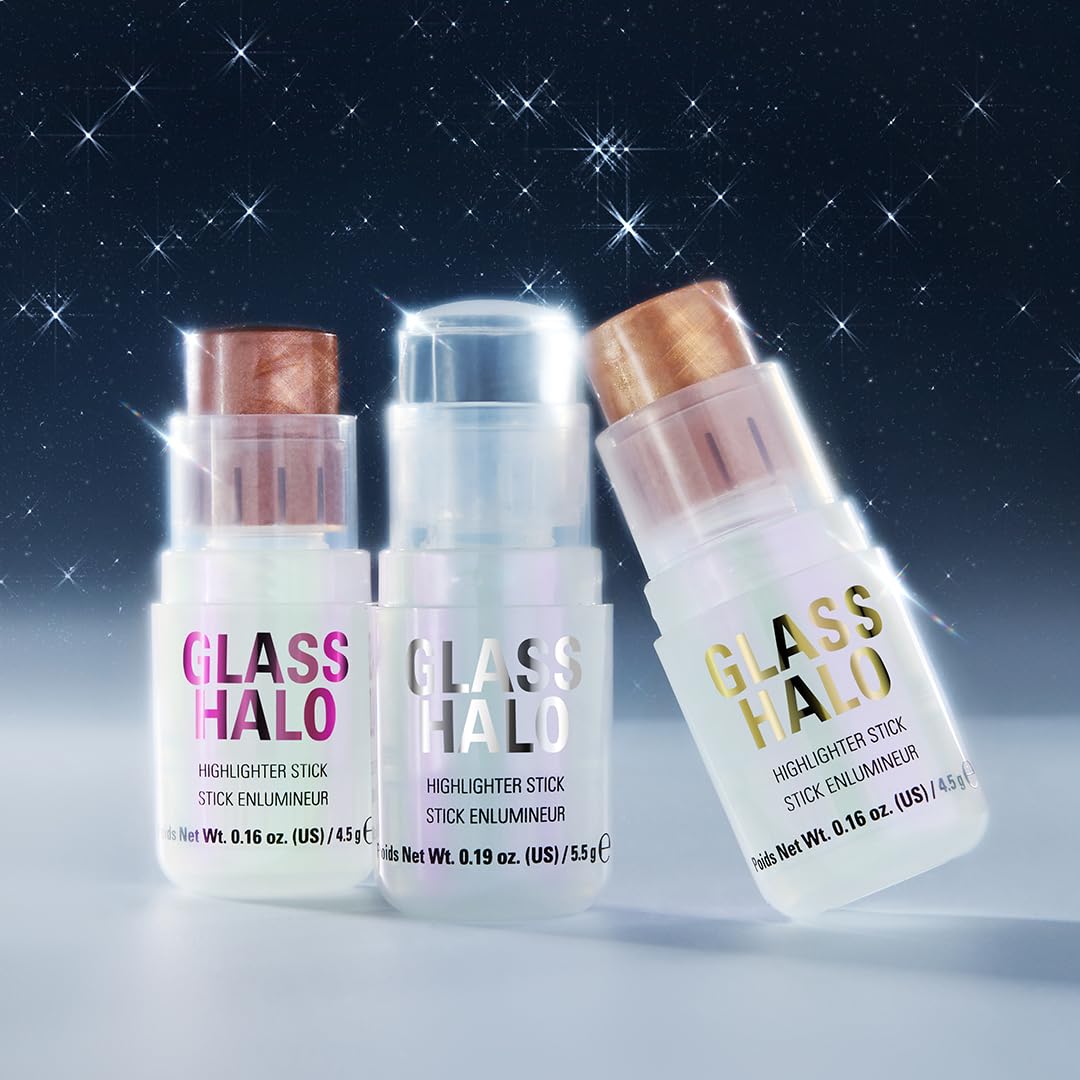 Revolution, Glass Halo Highlighter Stick for Face & Body, Cream Formula, Dewy Radiant Glow with Peptides, Jojoba Oil & Vitamin E, Travel-Friendly, Golden Glow, 0.16 oz
