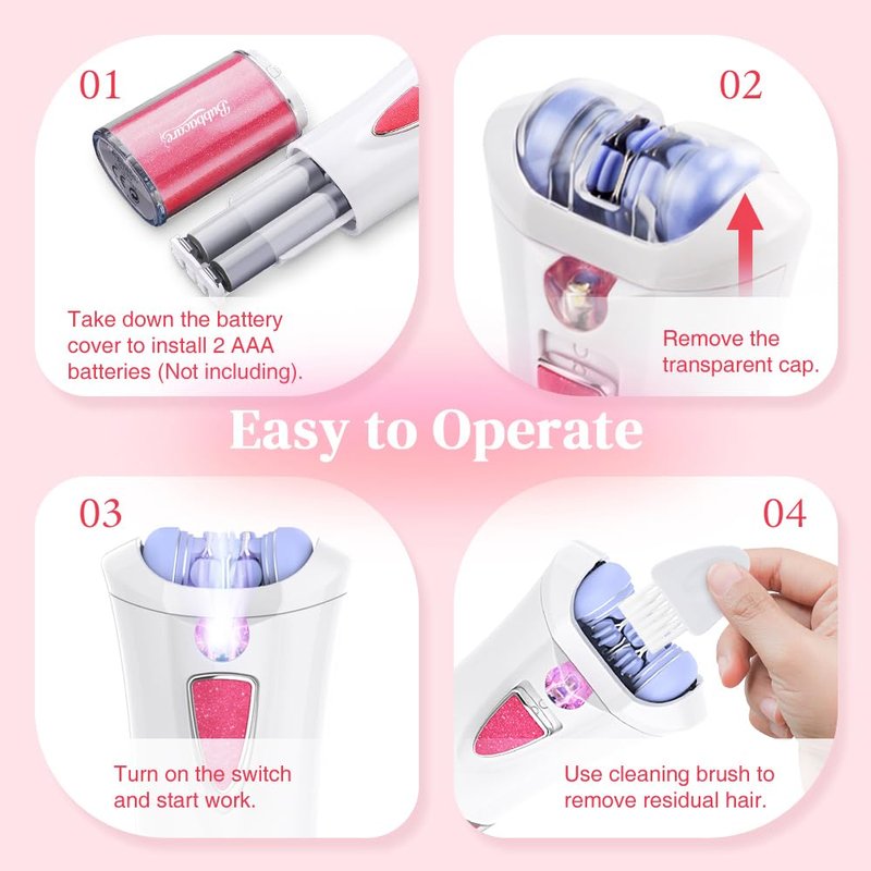 Facial Epilator for Women, Epilator for Women Smooth Glide, Hair Removal Device for Face Legs, Arms & Underarms, Painless Hair Remover
