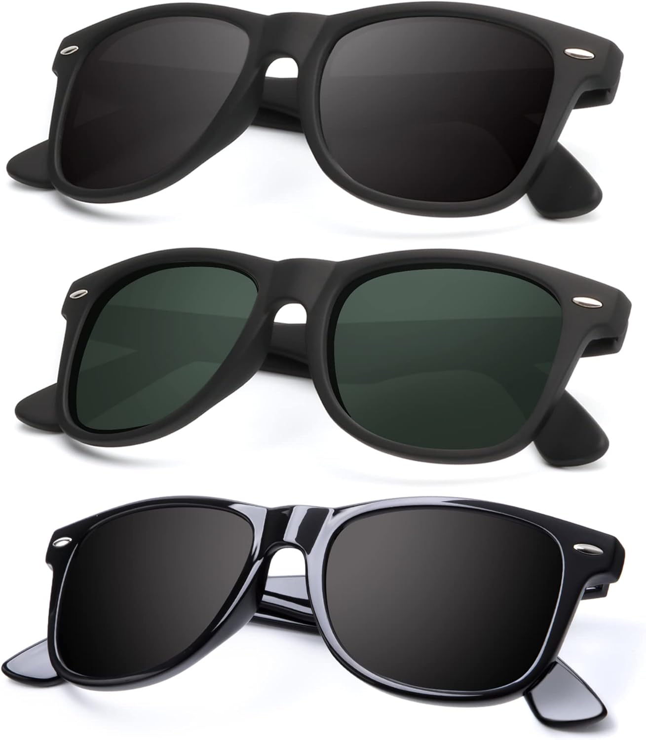 KALIYADI Polarized Sunglasses - Matte Finish, UV Blocking, Color Mirror Lenses | 3-Pack for Men & Women