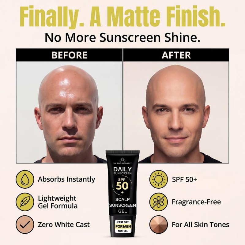 Daily Scalp Sunscreen SPF 50+ - Fragrance-Free Bald Head Care | Matte, No Grease, Vegan Formula