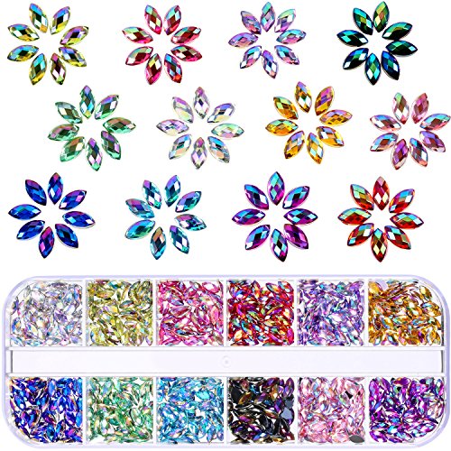 1200 Pcs Colorful Nail Rhinestones Flat Back Gems for Nail Art