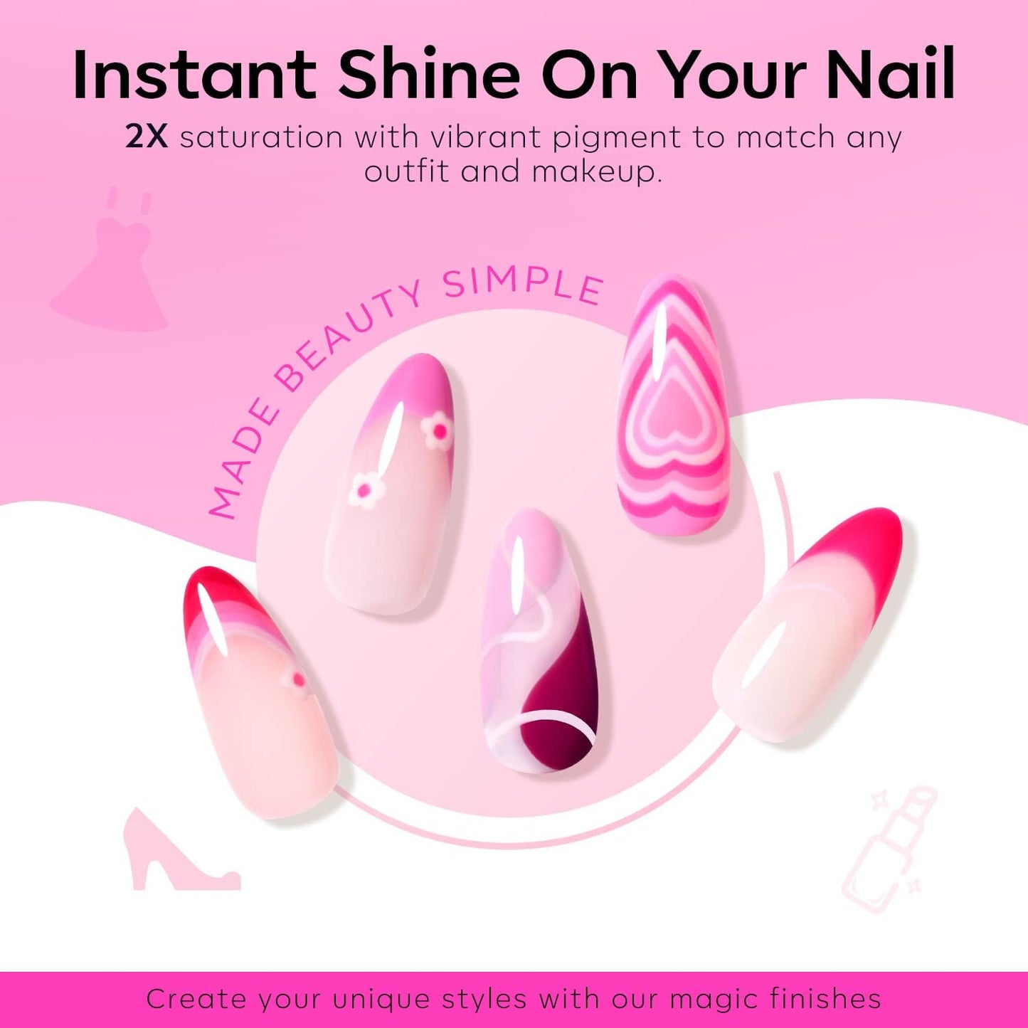 Pink Gel Nail Polish Set - 6 Pastel Colors for Summer & Spring | LED Nail Art Kit for DIY Lovers