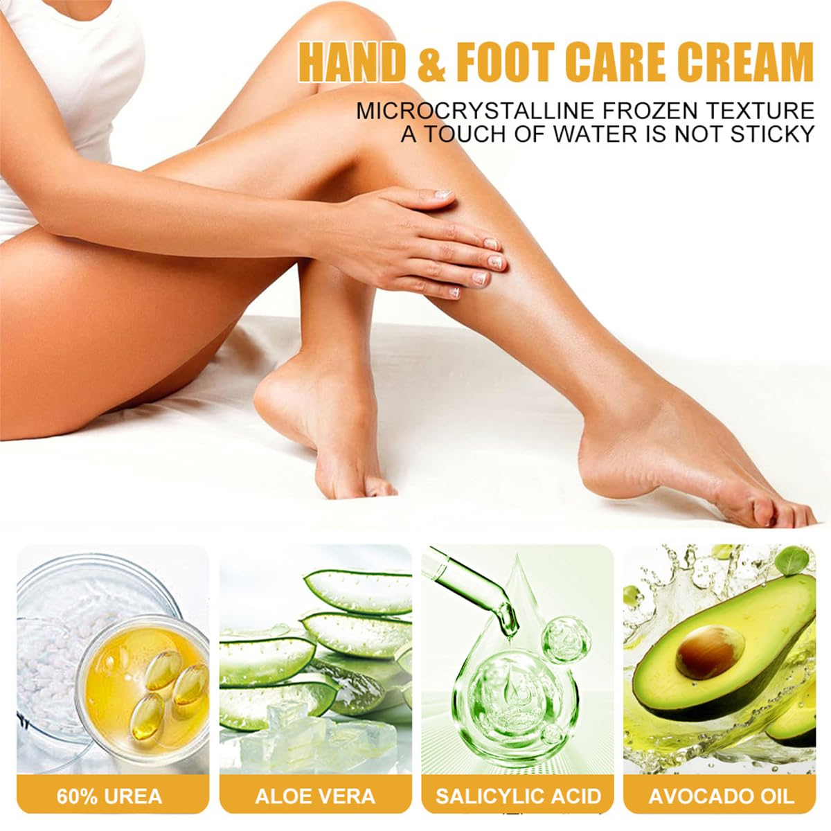 Peach Scented Foot Cream Set - 60% Urea Intensive Moisturizer for Dry Cracked Skin | Heels, Elbows & Knees Care