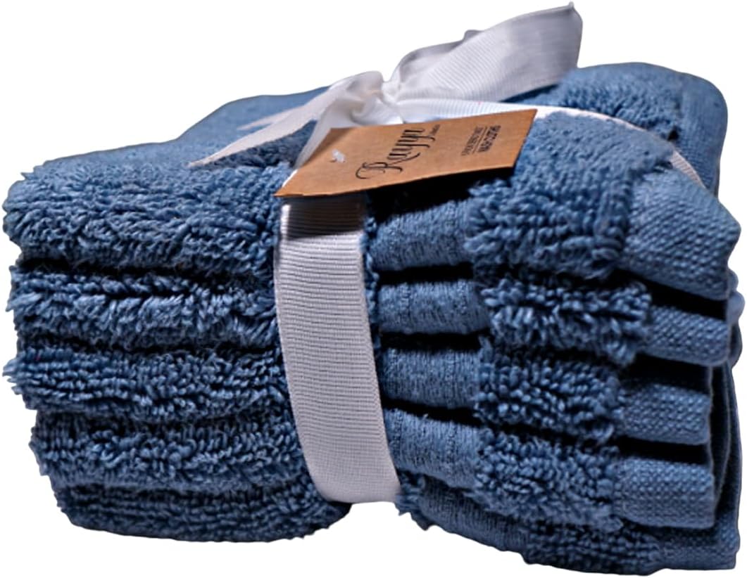 Luxury Cotton Washcloths - Ultra Soft & Super Absorbent Terry Towels | 12x12 MultiPack in China Blue