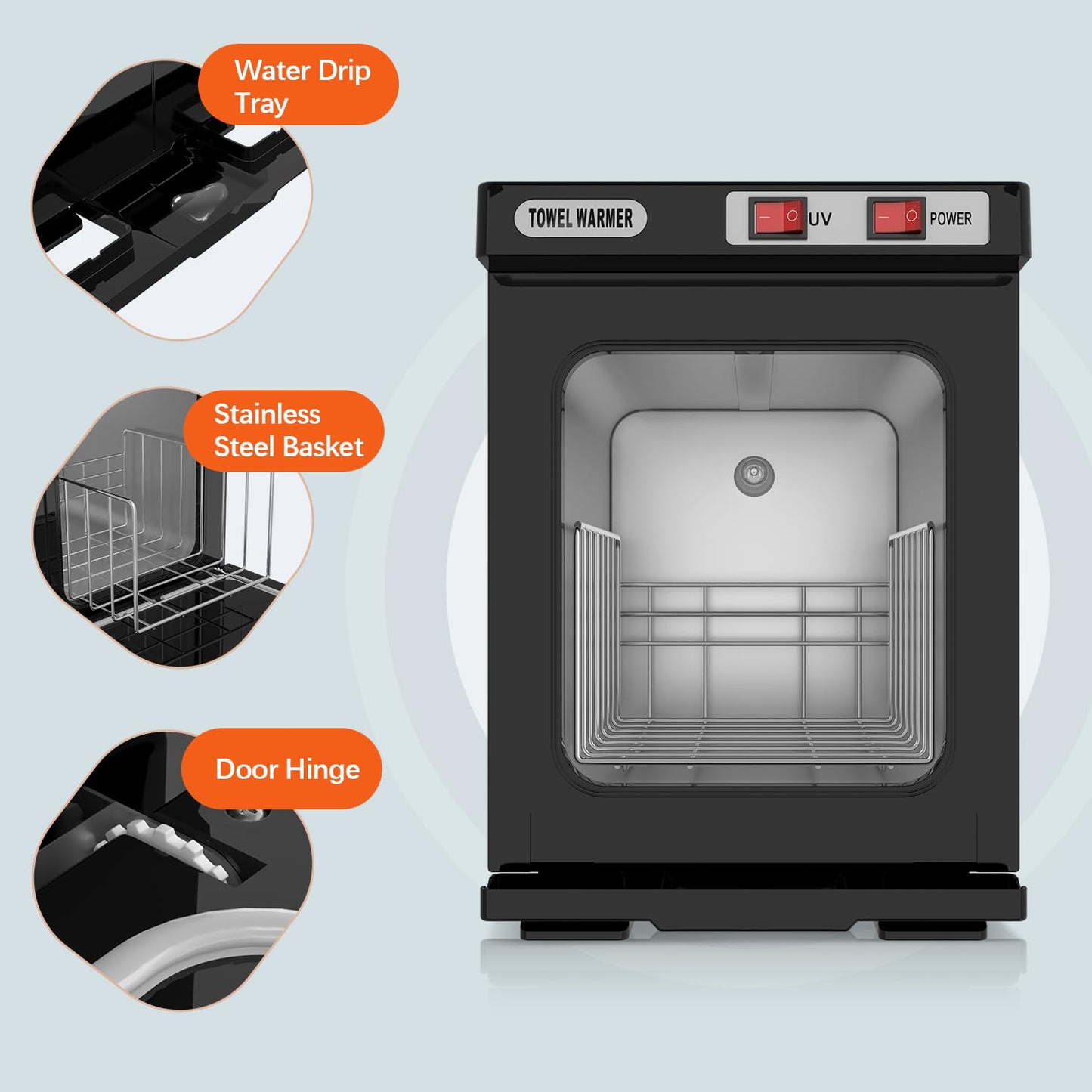 Towel Warmer - 5L Mini Heating Cabinet with Stainless Steel Racks | Spa, Salon, Home Use (Black)