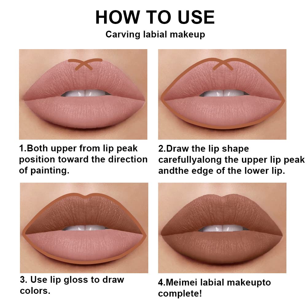 Medium Brown Beige Lip Liner & Matte Lipstick Set - Vegan, Long-Lasting, Waterproof | 2 Pcs