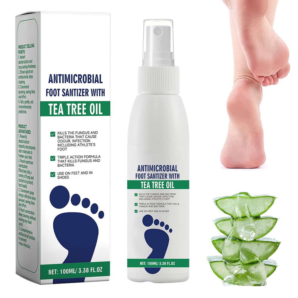 Foot Spray with Tea Tree Oil, Tea Tree Oil Feet Spray for Foot & Shoe Deodorizer Spray, Odor Control Quick Drying Freshener Odor Eliminator for Daily Feet Care (1pcs)