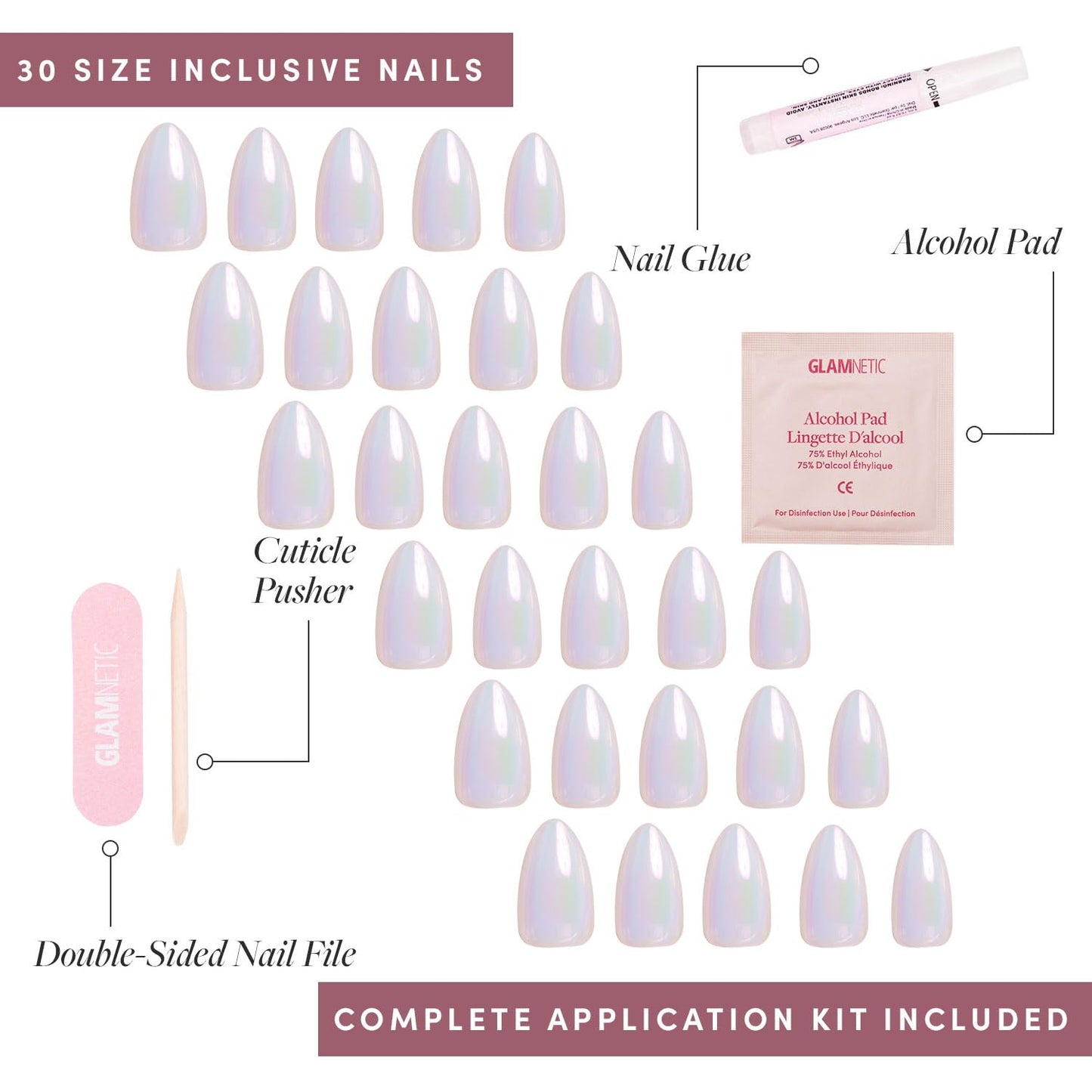 Glamnetic Entranced Press On Nails - Short Almond Fake Nails | 30 Pc Kit