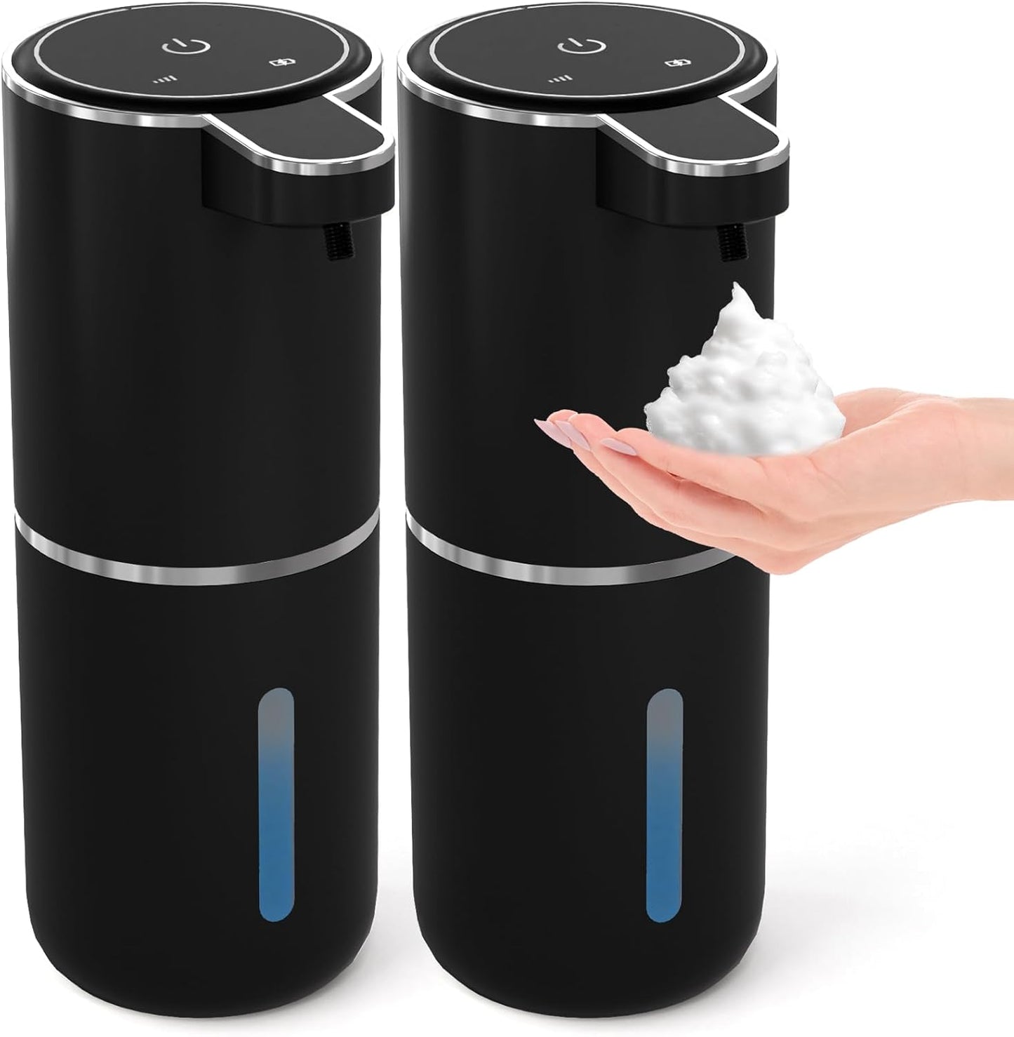 Automatic Foaming Soap Dispenser - Touchless 12.8oz Rechargeable Wall Mount for Bathroom & Kitchen | Black
