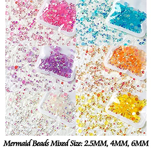 FULZTEY Crystal Mermaid Rhinestones Set 810Pcs Matte Candy Color Nail Art Gem