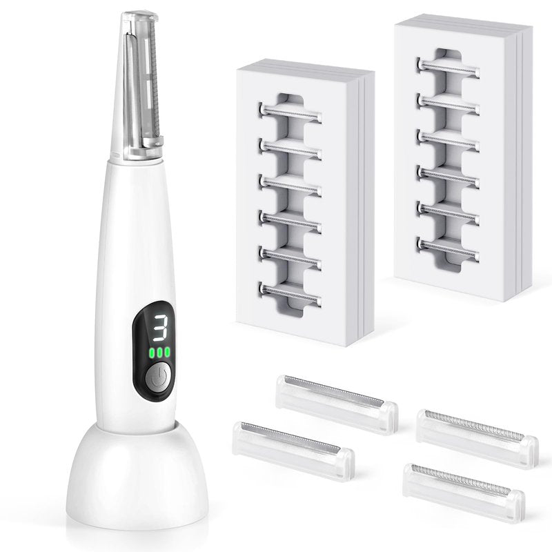 Aatiopir Sonic Dermaplaning Tool for Women 3 Speeds LED Electric Dermaplane Razor Sensitive Skin Facial Peach Fuzz Remover Exfoliator, 12 Replaceable Blades 6 Fine 6 Coarse, 2-Year Warranty