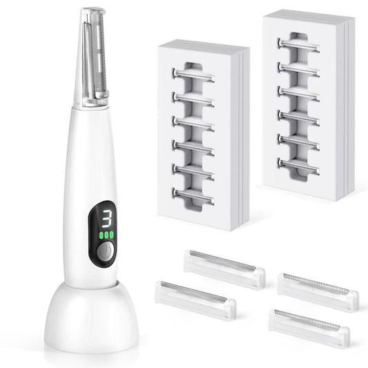 Aatiopir Sonic Dermaplaning Tool for Women 3 Speeds LED Electric Dermaplane Razor Sensitive Skin Facial Peach Fuzz Remover Exfoliator, 12 Replaceable Blades 6 Fine 6 Coarse, 2-Year Warranty
