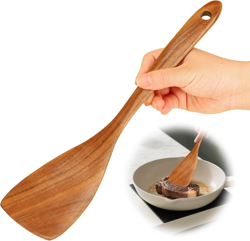 Flat Edge Cooking Spatula - Smooth Handle Utensil for Flipping & Serving | Brown Color