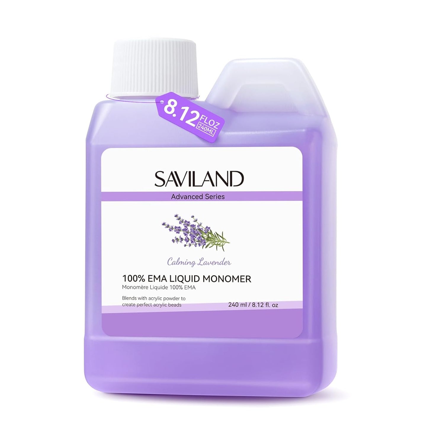 SAVILAND Pure EMA Monomer Acrylic Nail Liquid - Peach Scent, Non-Yellowing Formula | 240ml