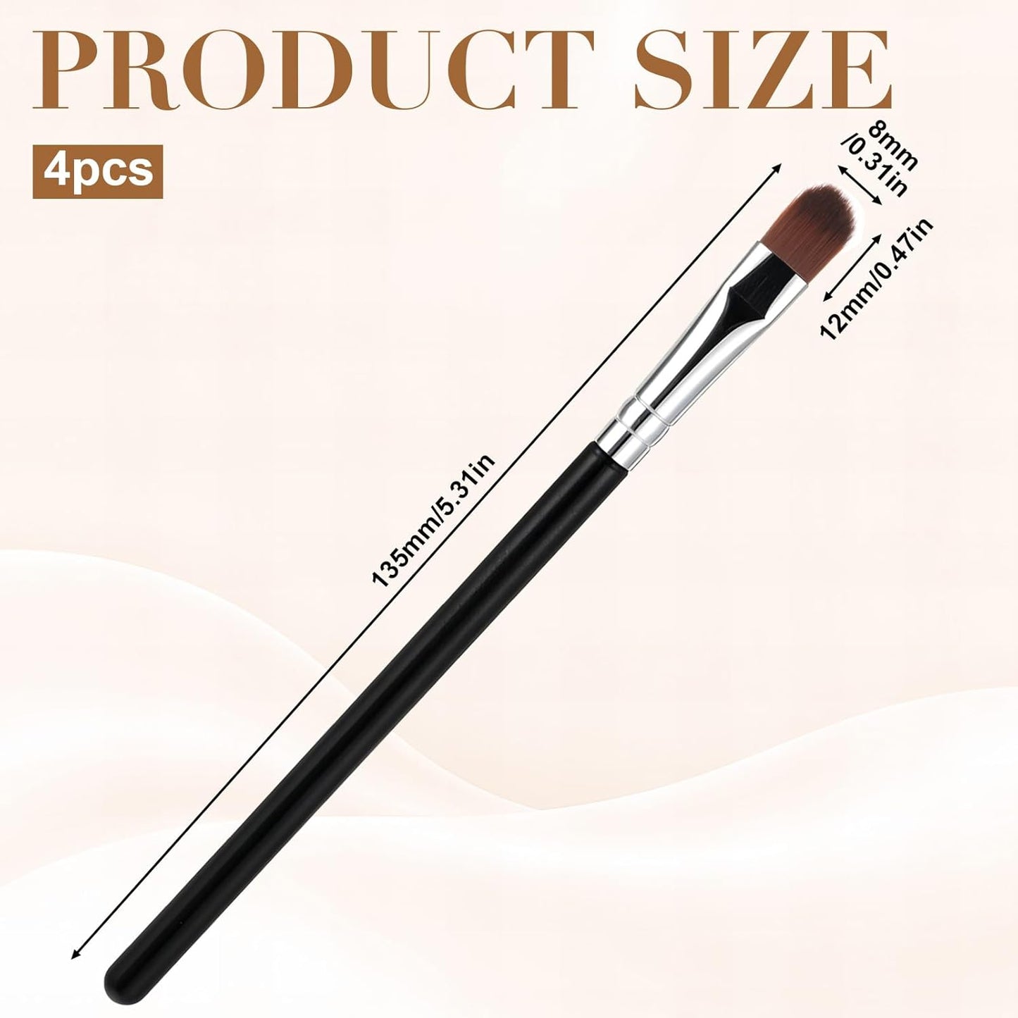 Flat Makeup Brush Set - 4 PCS Under Eye & Eyebrow Applicators for Blending Powder, Cream, & Highlight