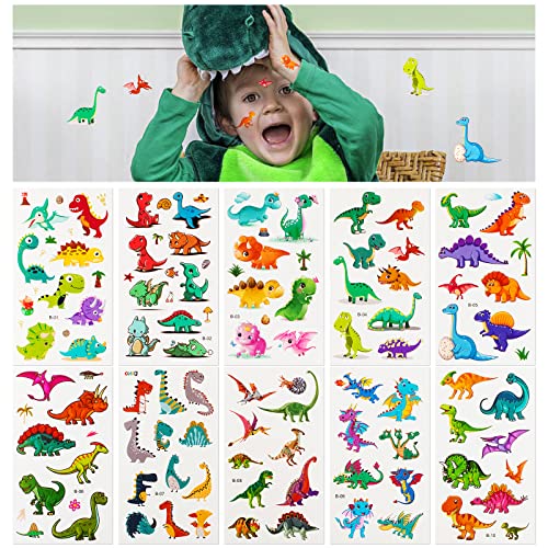 Habett 60 Sheets Kids Temporary Tattoos - Space, Dinosaurs & Animals