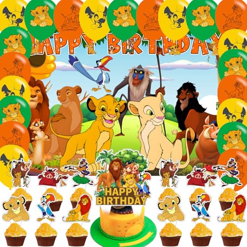 Lion Birthday Party Backdrop - 5x3ft Cartoon Decoration