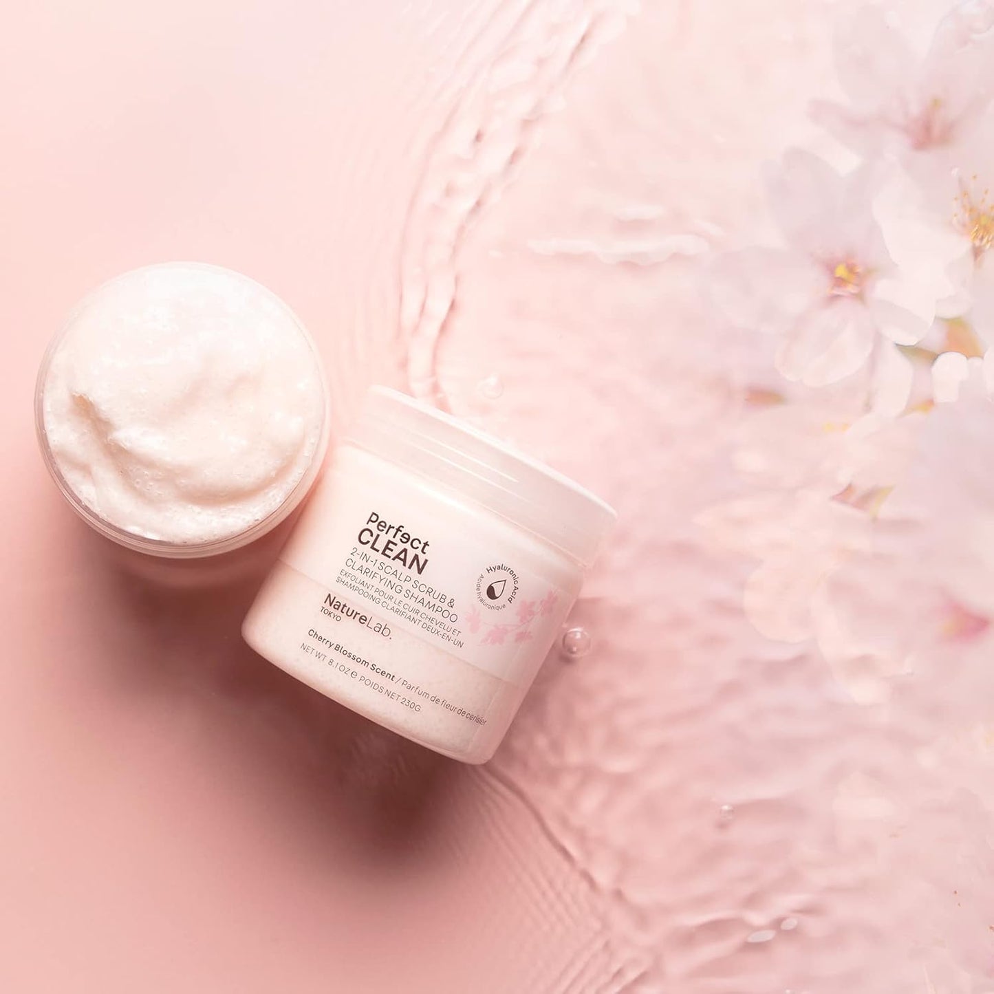 NatureLab.TOKYO Perfect Clean Scalp Scrub - 2-in-1 Hair Treatment for Clarifying & Shine | Cherry Blossom Scent | 8.1 OZ