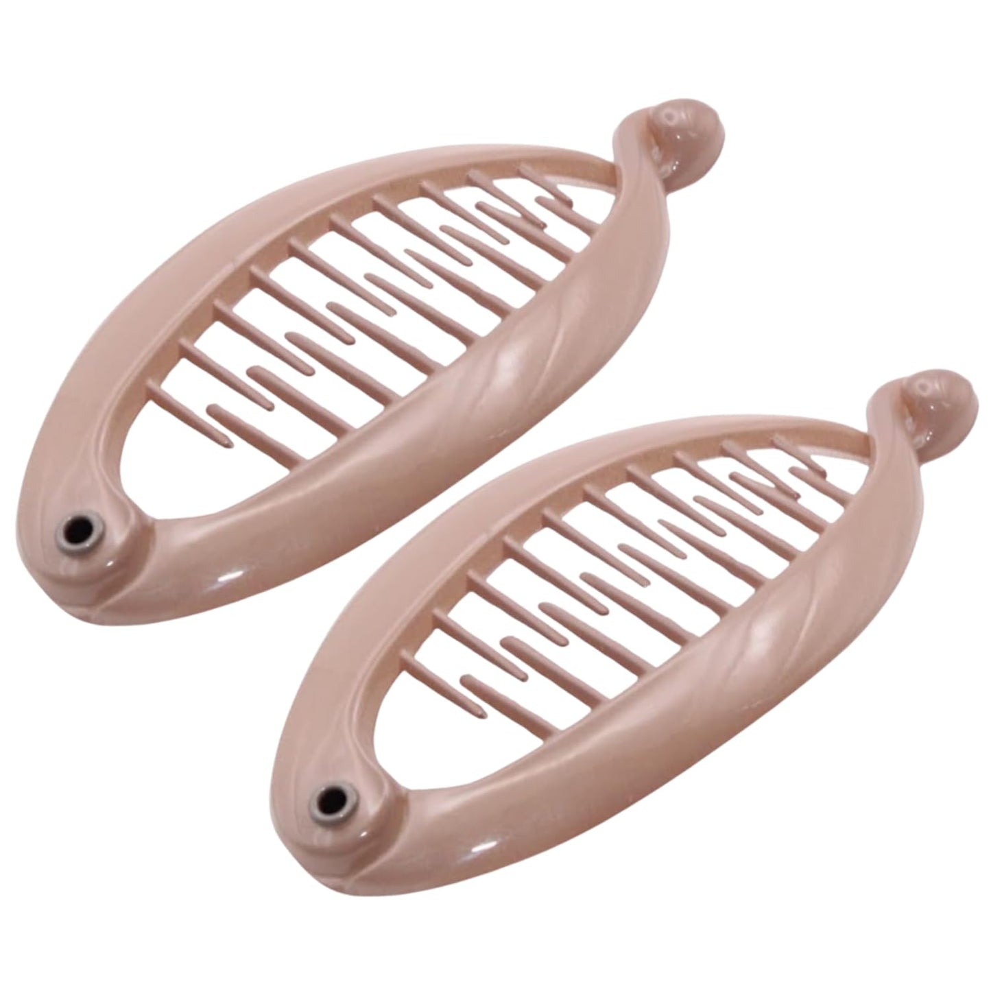 French Mini Blush Pink Hair Clips - Pack of 2 Celluloid Banana Clips for Thick Hair