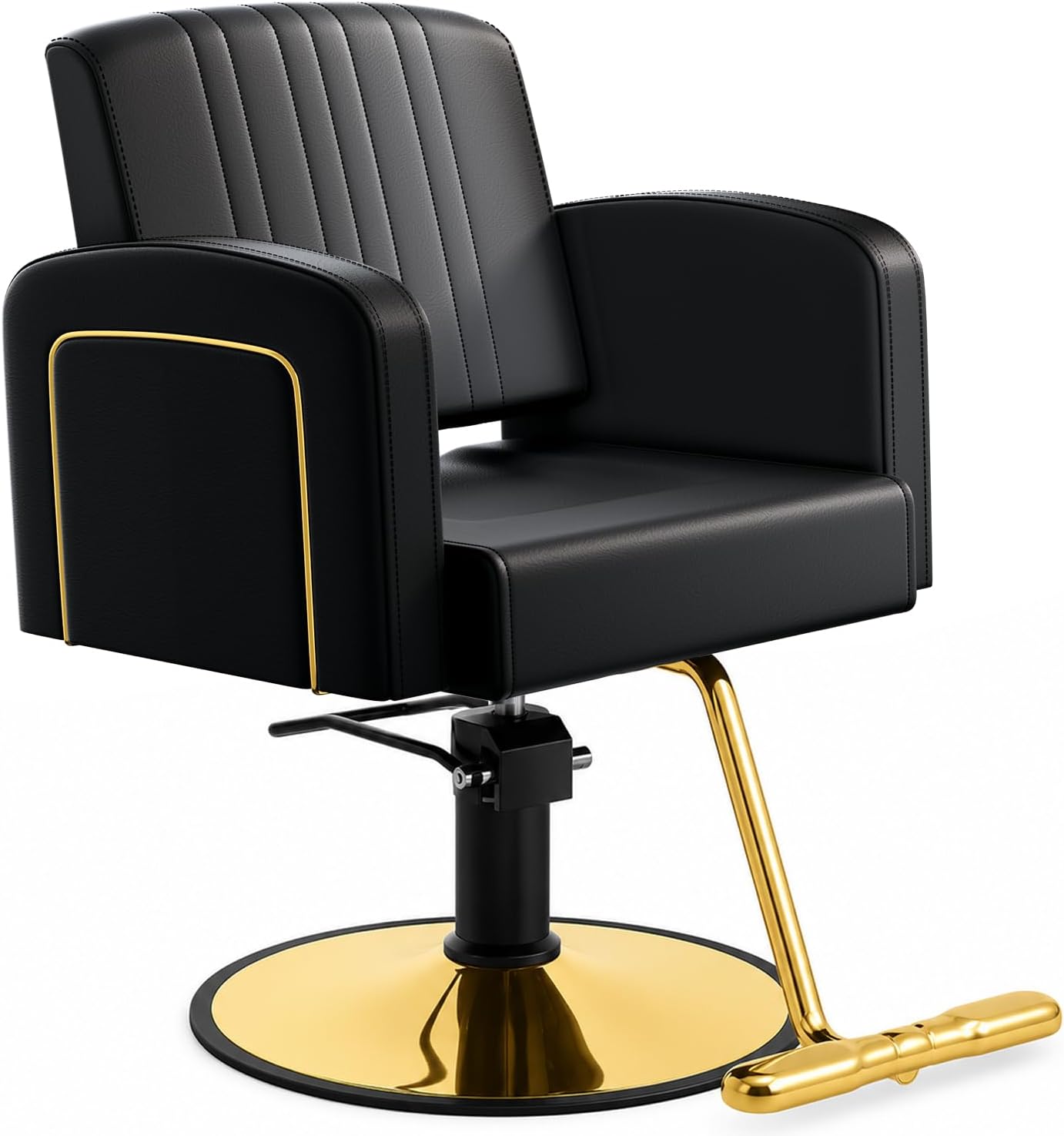 Reclining Salon Barber Chair - 360° Swivel, Adjustable Height, Heavy Duty Hydraulic | Matte Black