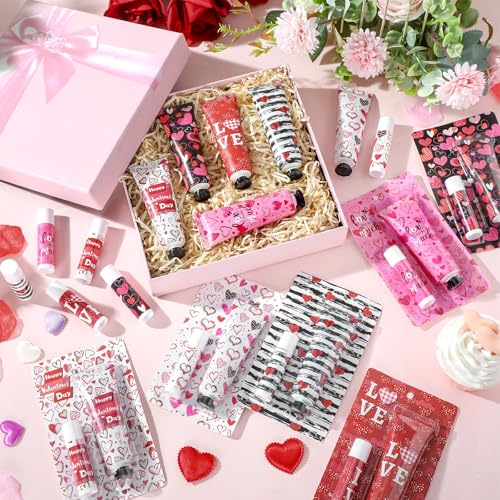 Loopeer Valentine's Day Gift Set - 6 Sets of Hand Cream & Lip Balm Bulk