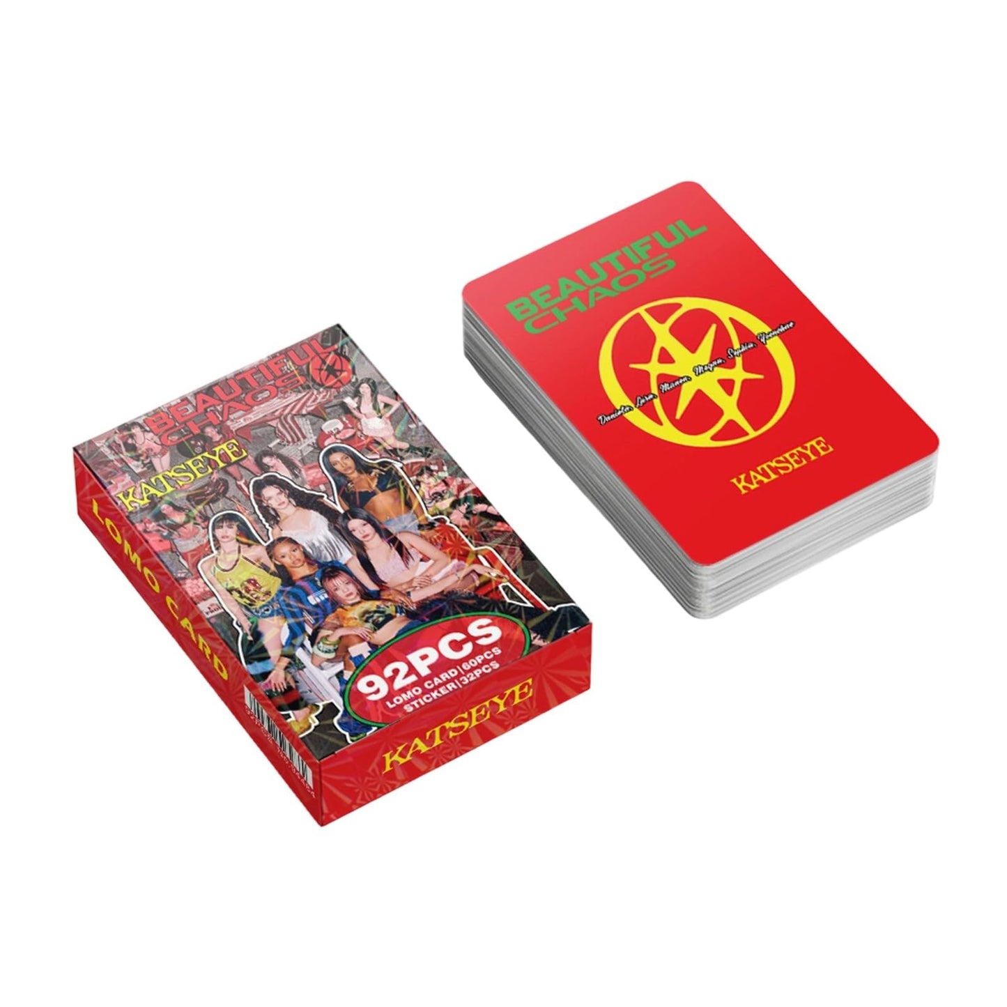 JCCDMZSL Katseye Photocards Beautiful Chaos Album 60PC Lomo Cards+32PC Katseye Stickers Set for Fans