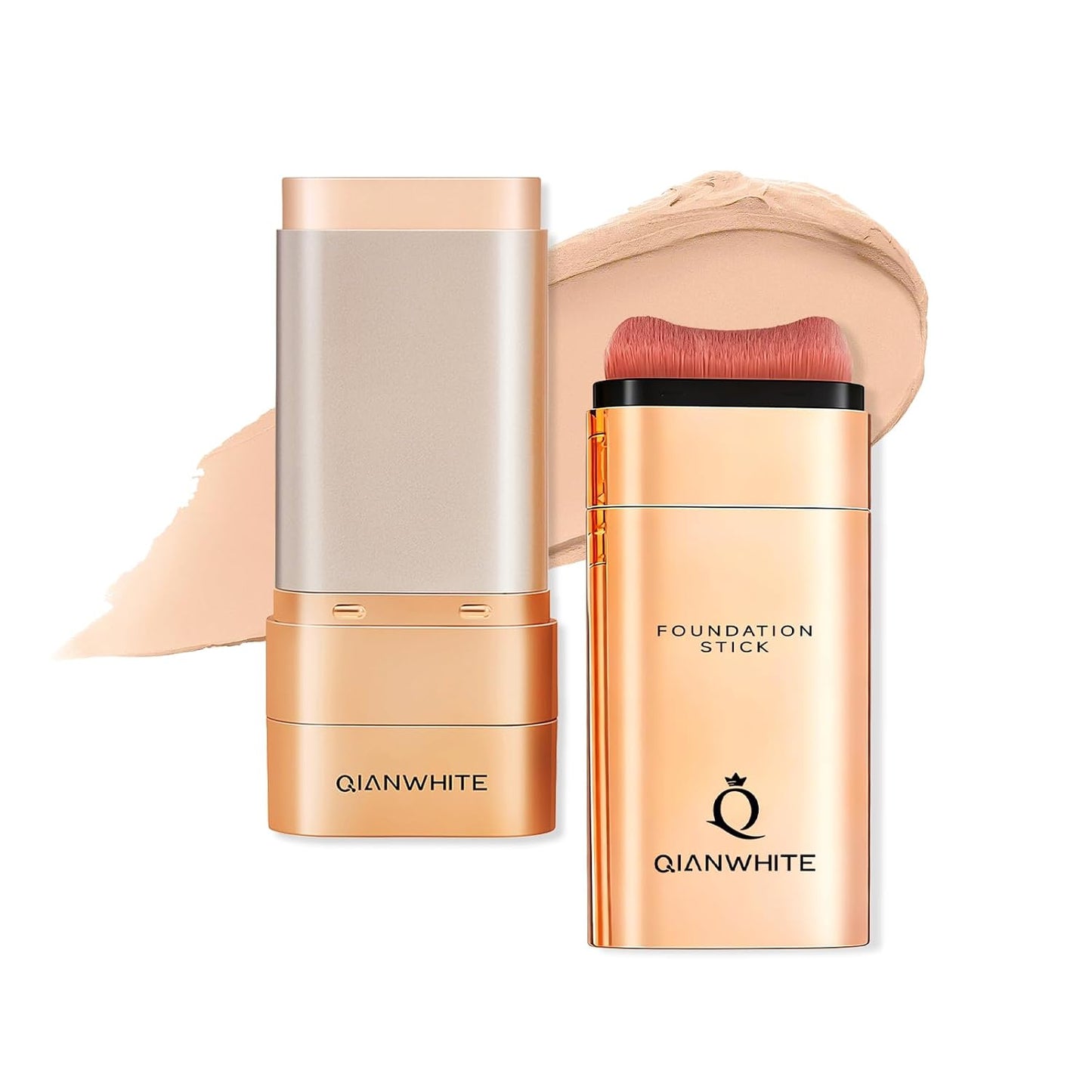 Korean Foundation Stick for Mature Skin - Buildable Light to Medium Coverage, Dual-Ended with Brush | Natural Dewy Finish