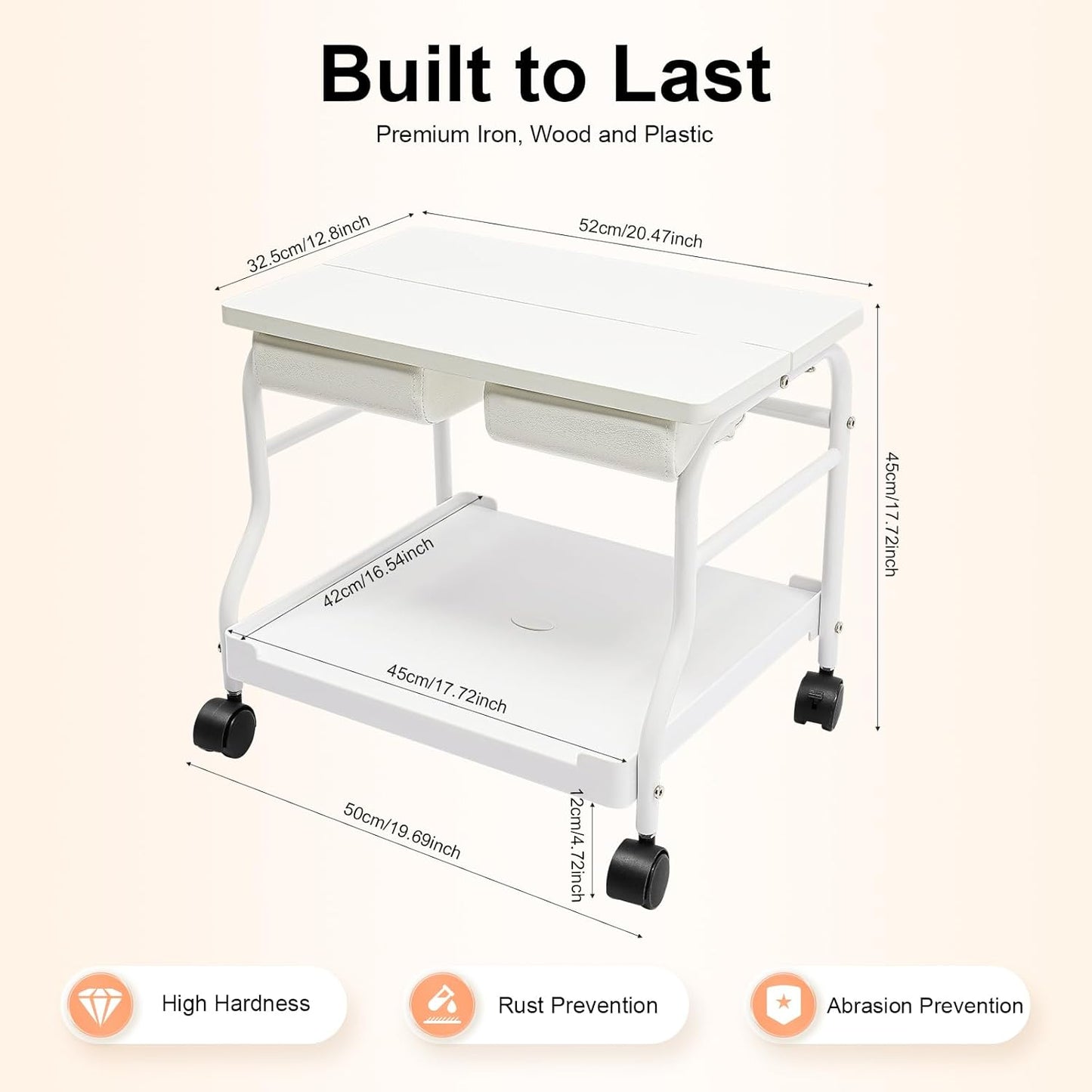 Portable Pedicure Footrest Stool Cart - Beauty Salon Nail & Foot Bath Spa | Trolley Design